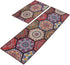 Carvapet 2 Pieces Non-Slip Kitchen Rug Mat Runner Set Doormat Vintage Design Boho Style, Hexagon (15"x47"+15"x23")