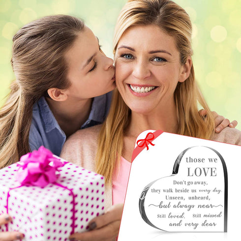 Sympathy Gifts Memorial Bereavement Gifts Crystal Glass Heart Condolence Gifts for Loss of Loved One, Loss of Father, Loss of Mother Remembrance Gifts (6 x 6 x 0.6 Inch)