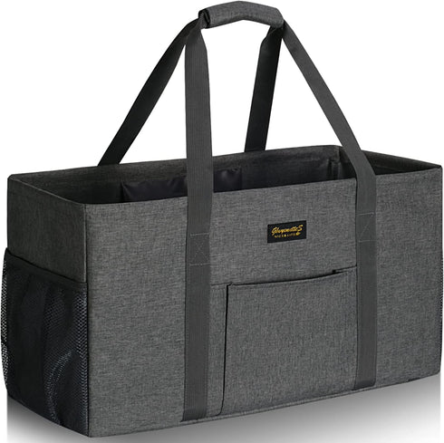 GhvyenntteS Extra Large Utility Tote Bag with Metal Wire Frame & Reinforced Bottom Board, Standing, Waterproof, Collapsible