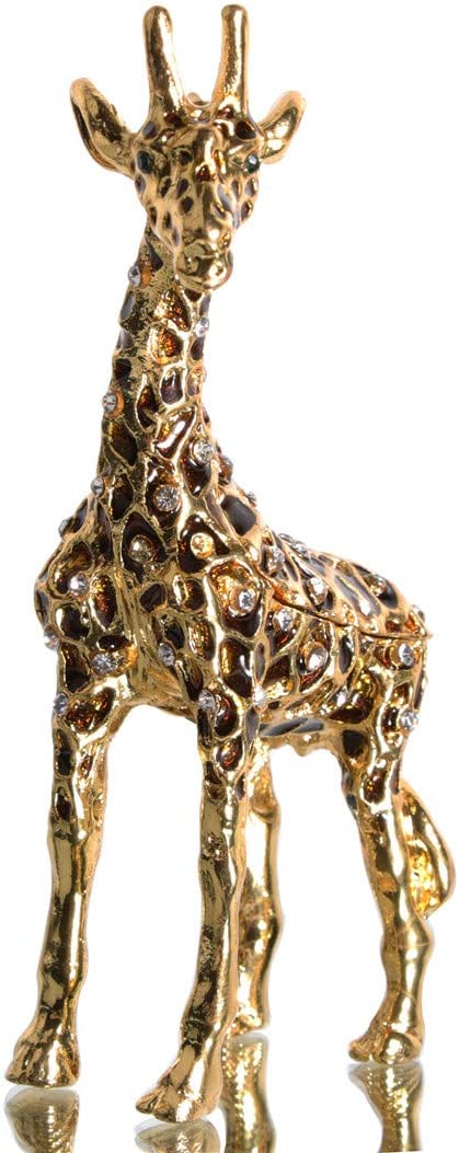 Waltz&F Big Gold Giraffe Trinket Box Hinged Hand-Painted Figurine Collectible Ring Holder Living Ornaments Shooting Props