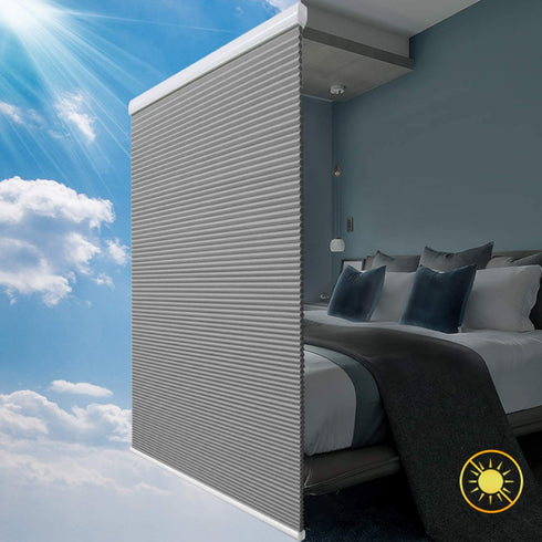 Blackout Cellular Shades Cordless Honeycomb Blinds Fabric Window Shades, 30x64 inch, Cool Silver(Blackout)