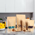 100 Pcs Kraft Paper Bags with Window, 4.7" x 7.9" Stand Up Pouches Bags, Zip Lock Food Storage Bags for Packaging Products, Reusable, Sealable