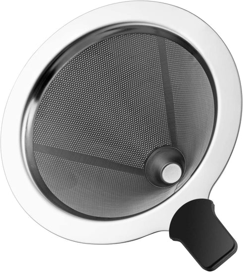 Small Size Pour Over Coffee filter Paperless Pour Over Coffee Dripper Manual Reusable Stainless Steel Coffee Filter, Single Drip Brew, Double Mesh Liner (1~2 Small Cups)