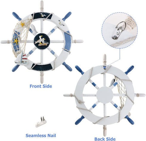 WINOMO 18-Inch Wheel Wall Decor Nautical Decor Nautical Boat Steering Wheel