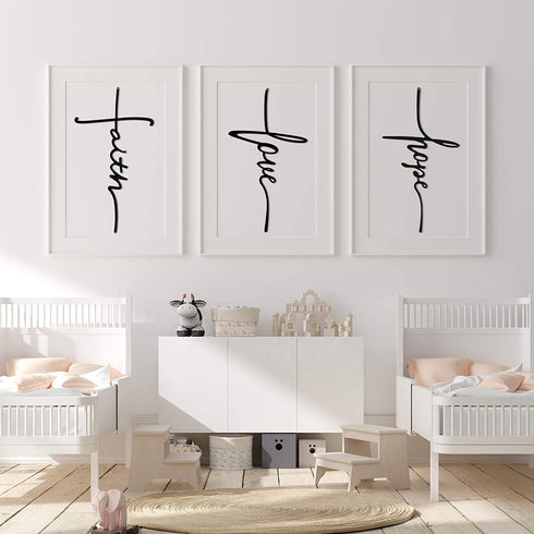 Faith Love Hope Cross Wall Sign Christmas Metal Decorative Hope Wall Cross Large Metal Spiritual Decorations for Christmas Home Religious Hanging Cross Wall Decor, Nice for Home and Gifts (8 x 15 Inch)