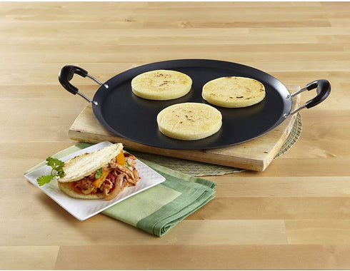 IMUSA USA 11" Nonstick Carbon Steel Comal with Bakelite Handles, Inch, Black