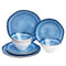 Amazon Basics 12-Piece Melamine Dinnerware Set - Service for 4, Blue Glaze with Rustic Edge