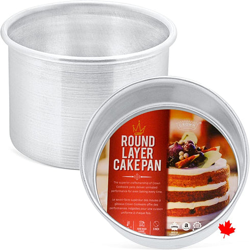 Crown Cake Pans 4 inch Round, 3" Deep, Set of 2, Heavy Duty, Fully Straight Sides, Even-Heating, Made in Canada