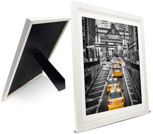 Finefrarm 12x16 White Picture Frame to Display 11x14 Photo with Mat or 12 by 16 Picture Without Mats Picture Frames Wall Art for Living Room Wall Mounting and Tabletop Decor
