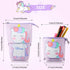 3 Pieces Telescopic Stand Up Pencil Case Box Transformer Stand Store Pencil Holder Cute Cartoon Standing Pen Pouch Dual-Use Canvas Storage Stationery Bags for Teen Girls Boys (Cat, Bear, Unicorn)