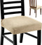 4 Pieces Chair Seat Covers Chair Slipcovers Dining Chair Covers Elastic Seat Protector Soft Stretch Slipcovers Removable Chair Protector Cover for Kitchen Dining Room Wedding (Beige)