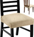 4 Pieces Chair Seat Covers Chair Slipcovers Dining Chair Covers Elastic Seat Protector Soft Stretch Slipcovers Removable Chair Protector Cover for Kitchen Dining Room Wedding (Beige)