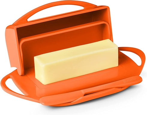 Butterie Flip-Top Butter Dish with Matching Spreader (Orange)