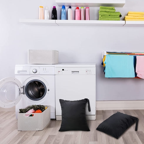 2 Pieces Large Travel Laundry Bag Washable Waterproof Wet Dry Bag Large Dirty Clothes Bag Bathing Suit Workout Bag for Gym Clothes Laundry Wet Clothes Swimming Yoga and Washing (Black Style)