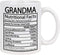 Grandma Nutritional Facts Mug Grandma Gifts Cup Mothers Day Gifts for Grandma Coffee Mug for Mother's Day Birthday Gifts for Grandma 11 Oz