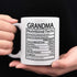 Grandma Nutritional Facts Mug Grandma Gifts Cup Mothers Day Gifts for Grandma Coffee Mug for Mother's Day Birthday Gifts for Grandma 11 Oz