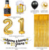 21st Birthday Decorations for Him Her, 21 Years Birthday Decorations with 40 Inch Gold Number Balloons, Banner, 21 Sign Latex Balloon, Fringe Curtains and Cups Foil Balloons