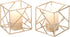 Lovcoala Set of 2 Gold Metal Geometric Tea Light Candle Holder for Tables Decor Living Romm Bathroom Decorations, Tealight Candle Holder for Wedding, Home Decoration, Events and Party
