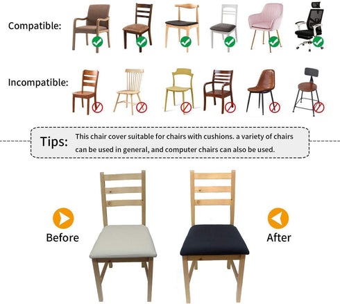SUBCLUSTER Seat Covers for Dining Room Chairs, Removable Washable Anti-Dust Upholstered Stretch Jacquard Chair Seat Cover for Kitchen, Office (Flowers, 6)