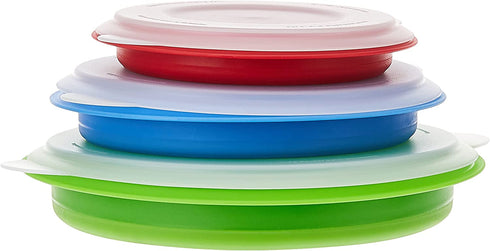 Progressive International CB-20 Storage Bowls with Lids, Set of 3, teal, green and red