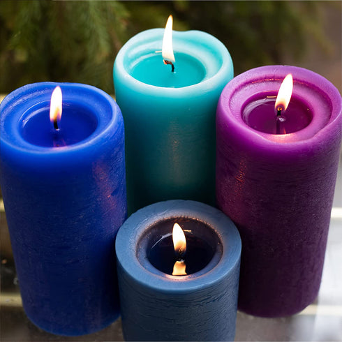 CANDWAX 3x6 Pillar Candles Set of 3 - Decorative Rustic Candles Unscented and No Drip Candles - Ideal as Wedding Candles or Large Candles for Home Interior - Turquoise Candles