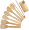 Wooden Spoons for Cooking Organic Bamboo Kitchen Utensils Set 8 Pcs Housewarming Gift New Apartment Essentials Slotted Serving Spoons Spatula Tong Tools for Nonstick Cookware with Holder