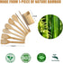 Wooden Spoons for Cooking Organic Bamboo Kitchen Utensils Set 8 Pcs Housewarming Gift New Apartment Essentials Slotted Serving Spoons Spatula Tong Tools for Nonstick Cookware with Holder