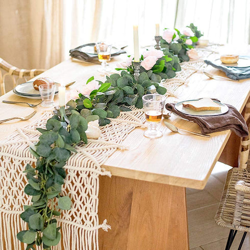 CEWOR 3 Packs Artificial Eucalyptus Garland Greenery Silk Eucalyptus Leaves Vines Faux Silver Dollar Eucalyptus Plants for Wedding Party Home Decoration