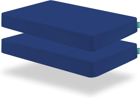 Waterproof Crib Sheets for Standard Crib Mattress, 2 Pack Navy Blue Crib Sheets, Ultra Soft Cotton Crib Mattress Sheets for Baby Boys & Baby Girls