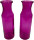 Becky's Bundles Set of 2 Pink Translucent 7.75" Glass Milk Bottle Vases with Bonus Flower Petals and Silver/Pink Ribbons