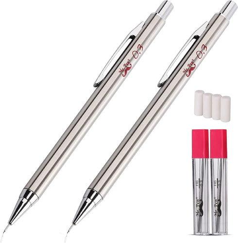 Mr. Pen- Metal Mechanical Pencils, 0.3mm, 2 Pack, Pencil Mechanical, Lead Pencil, Metal Mechanical Pencil, Drafting Pencil, Mechanical Pencil Metal, Mechinal Pencils, Mechanical Drafting Pencil