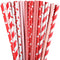 FEPITO 200Pcs Red and Pink Paper Straws Valentines Paper Straws Hearts Paper Straw Stripe Drinking Straws for Valentine's Day, Birthday Party, Wedding, Christmas Party Supplies