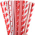 FEPITO 200Pcs Red and Pink Paper Straws Valentines Paper Straws Hearts Paper Straw Stripe Drinking Straws for Valentine's Day, Birthday Party, Wedding, Christmas Party Supplies