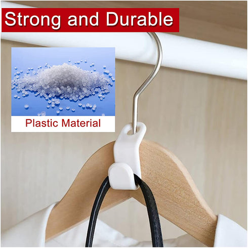 Andiker 40Pcs Clothes Hanger Connector Hooks, Plastic Mini Closet Hanger Organizer, Space Saving Cascading Connection Hooks for Clothes Hangers, White