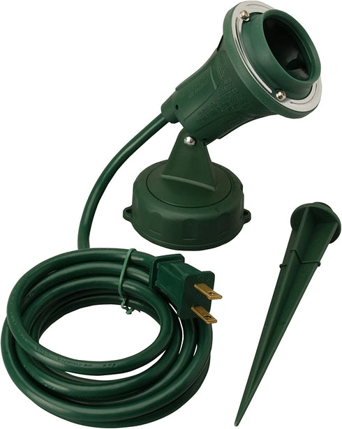 Woods 430 Outdoor Floodlight Fixture With Stake (6-Foot cord, 120V, Green)