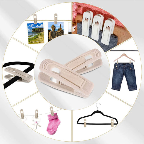 Velvet Hangers Clips Flocked Finger Clips Velvet Clothes Clips Strong Pants Hangers Clips for Slim-line Clothes Velvet Hangers (Beige,48 Pieces)