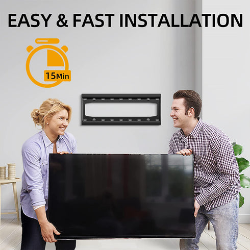 HOME VISION TV Wall Mount Fixed,Low Profile TV Mount,Wall Mount TV Bracket for Most 26-55 inch TVs with Max VESA 400X400mm up to 99lbs Fits 16'' Wood Studs,Quick Release Lock