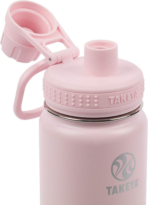 Takeya - 51079 Takeya Actives Insulated Stainless Steel Water Bottle with Spout Lid, 18 oz, Blush