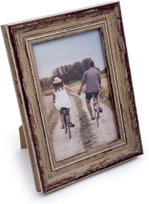 Truu Design, Decorative Weathered, 4 x 6 inches, Beige Distressed Wooden Look Picture Frame, 4" x 6"