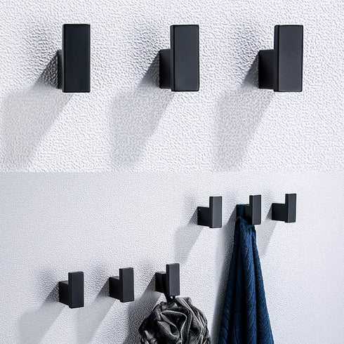 RANDOM Black Towel Hooks,Bathroom Hardware Accessories Hook SUS 304 Stainless Steel Matte Black Robe Hook for Bathroom Kitchen ,Contemporary Style Wall Mounted 2 Pack.