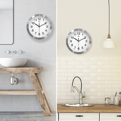 hito Modern Silent Wall Clock Non Ticking 10 inch Sweep Movement Aluminum Frame Glass Cover, Decorative for Kitchen, Living Room, Bedroom, Bathroom, Bedroom, Office