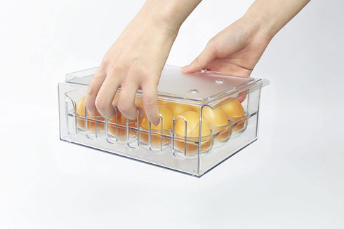 Foxko Egg Holder, Refrigerator Storage Organizer, Stackable Container