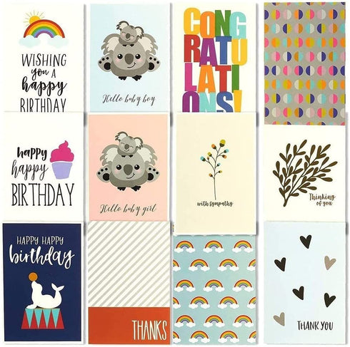 144 Greeting Cards Assortment Bulk Box for All Occasions, Birthday, Graduation, Baby Shower & Thank You, 48 Assorted Designs with Envelopes, 4 x 6 Inches