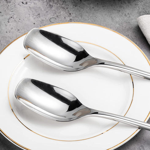 IMEEA 10-Inch Serving Spoons Salad Servers 18/10 Stainless Steel Serving Utensil Buffet Serving Spoons for Party Banquet, 2-Piece