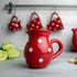 Handmade Red and White Polka Dot Small 150ml/5oz Ceramic Creamer, Milk Jug, Pourer, Pitcher Jug, Pottery Housewarming Gift for Tea Coffee Lovers by City to Cottage®