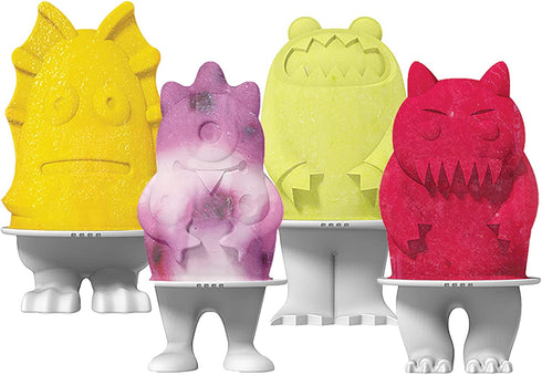 Tovolo Monsters Ice Pop Flexible Silicone Molds, 4 Monster Popsicle Characters, Dishwasher Safe - Set of 4