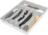 Spectrum Diversified Hexa 6-Divider Silverware Buildup-Resistant Drawer Organizer & Utensil Holder with Locking Expandable Wings, Easy-to-Clean Modern Kitchen Storage & Cutlery Tray, Stone Gray