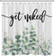 HVEST Get Naked Shower Curtain for Bathroom, Green Eucalyptus Leaf and Funny Text on Rustic Planks Shower Curtain with Hooks Set Polyester Waterproof Fabric Bath Decor Accessories,72x72 Inches