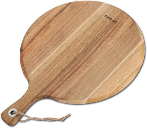 Geesta Acacia Wood Pizza Peel, Round Cutting Board with Handle 12" Wood Cutting Board Decor, Prepare for Cheese Paddle Board, Charcuterie Board, Pizza Peel Serving Large Kitchen Farmhouse Gift