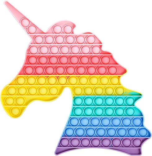 HiUnicorn Big Large Pop Unicorn Fidget Toy Easter Gifts for Girls Kids, Jumbo Mega Poppers Push Bubbles Pink Rainbow, Giant Classroon Party Game Educational Toy Keep Busy and Focus